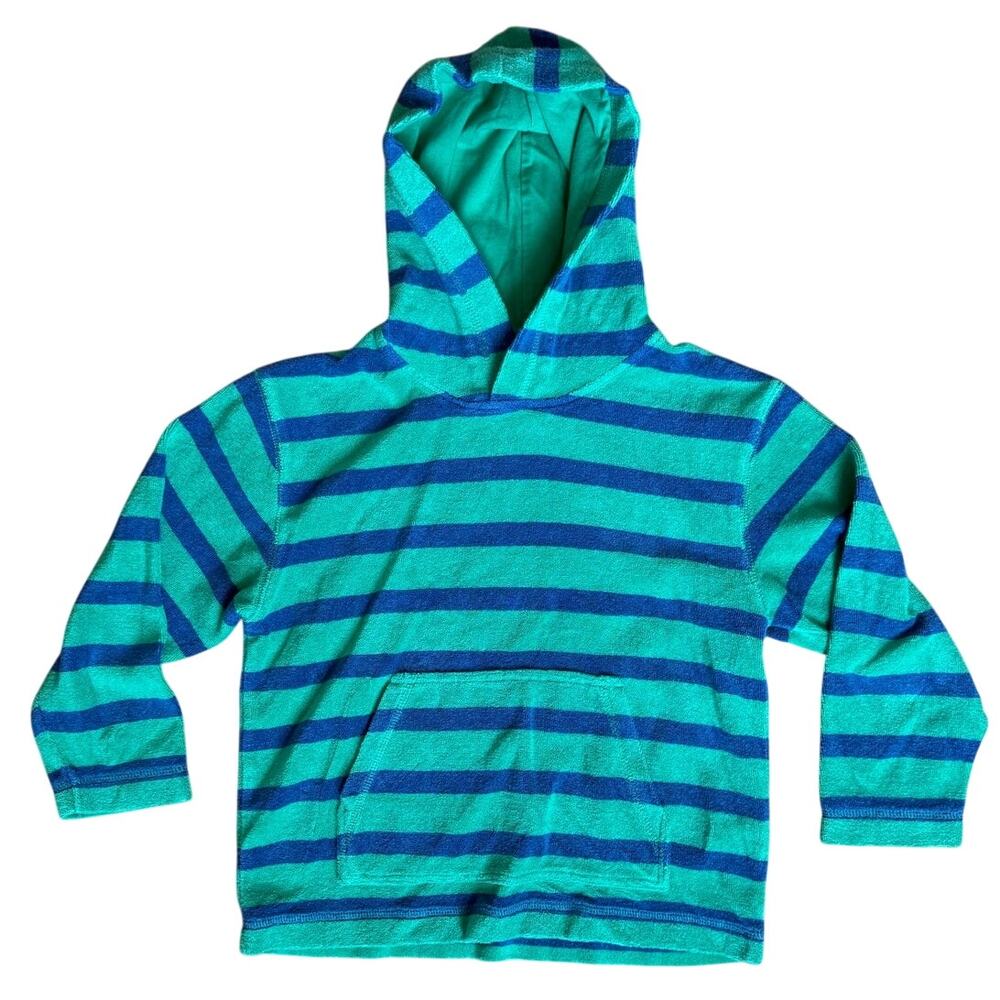 Mini Boden Unisex Terry Cloth Striped Hoodie Size 7-8